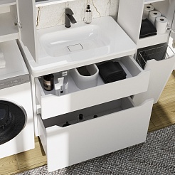 Style Line Тумба с раковиной Марелла 80 Люкс Plus антискрейтч белая матовая – фотография-4